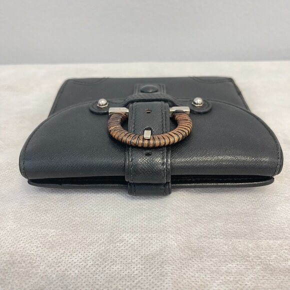 Salvatore Ferragamo Black Leather Bifold Wallet w/ Bamboo Gancini - Preowned - Picture 4 of 13